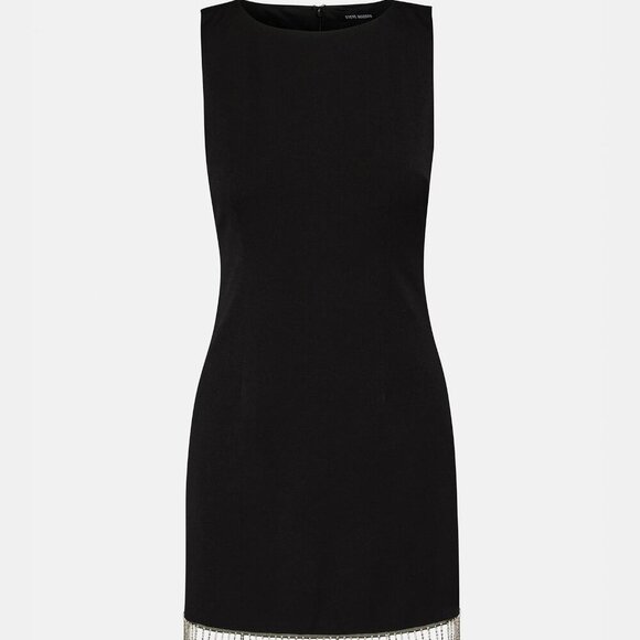 Steve Madden Elenora Dress | Black | Size 4 | Rhinestone Fringe Mini Bodycon - Picture 4 of 8